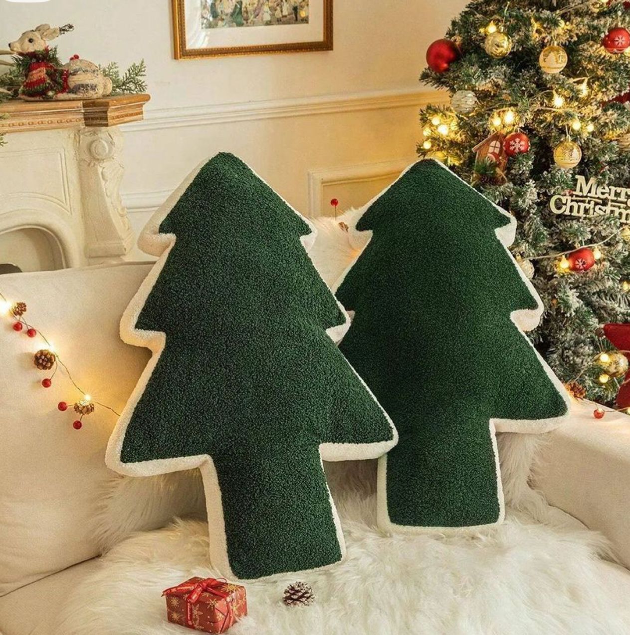 Green Christmas Tree Cushions