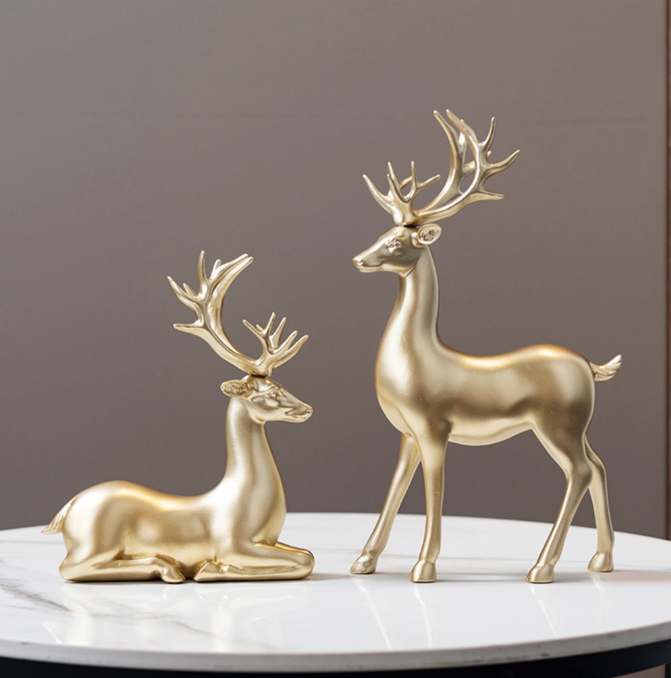 Gold Reindeer Sculptures – Set of 2