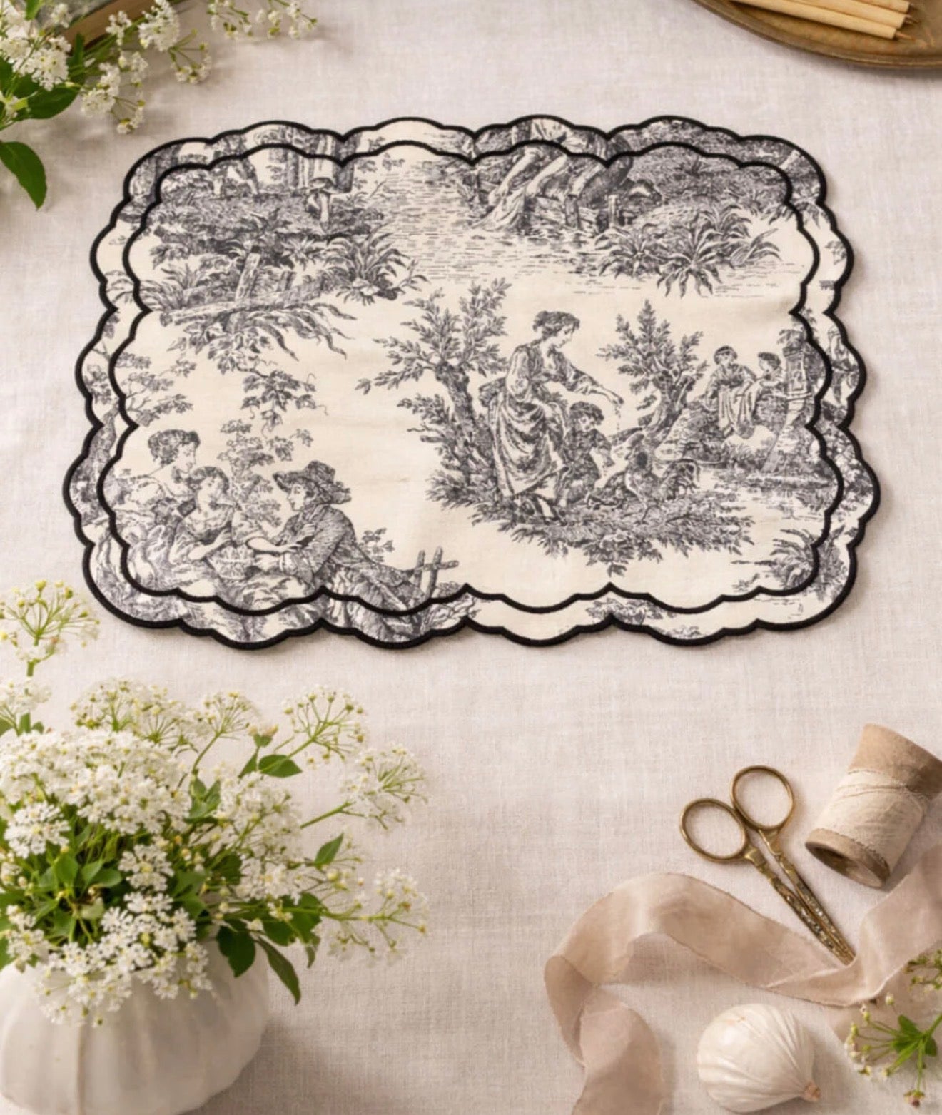 American Placemat Black Toile