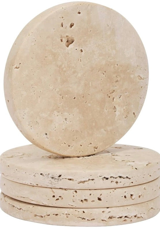 Travertine marble Coasters-Set of 4 pcs