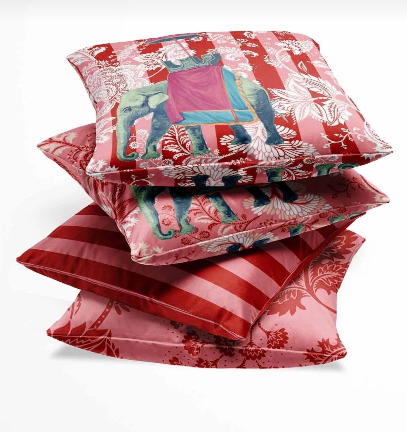 Red and Pink Pillow Indian Pattern -Set of 4 ( With Core)