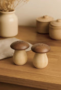 Mushroom Shaped Bamboo Salt and Pepper-Natural Wooden