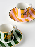 Line Green and Orange Coffee Cups - Set of 2