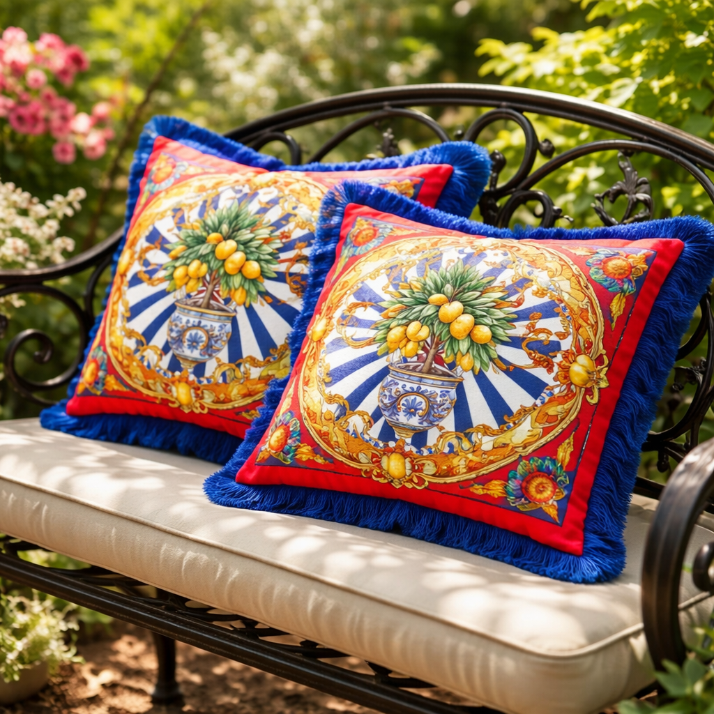 Positano Blue Pillow- With Core
