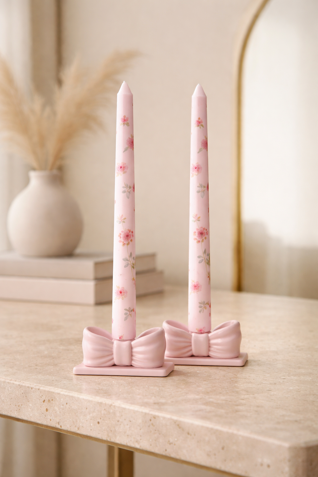 Blush Bloom Candles/ Set of 2