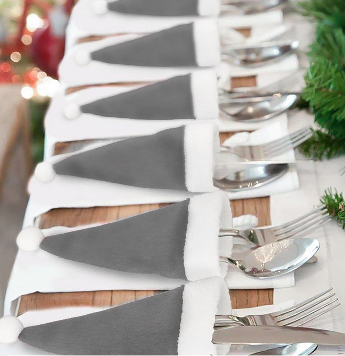 Christmas Santa Grey Hat-Cutlery Holders