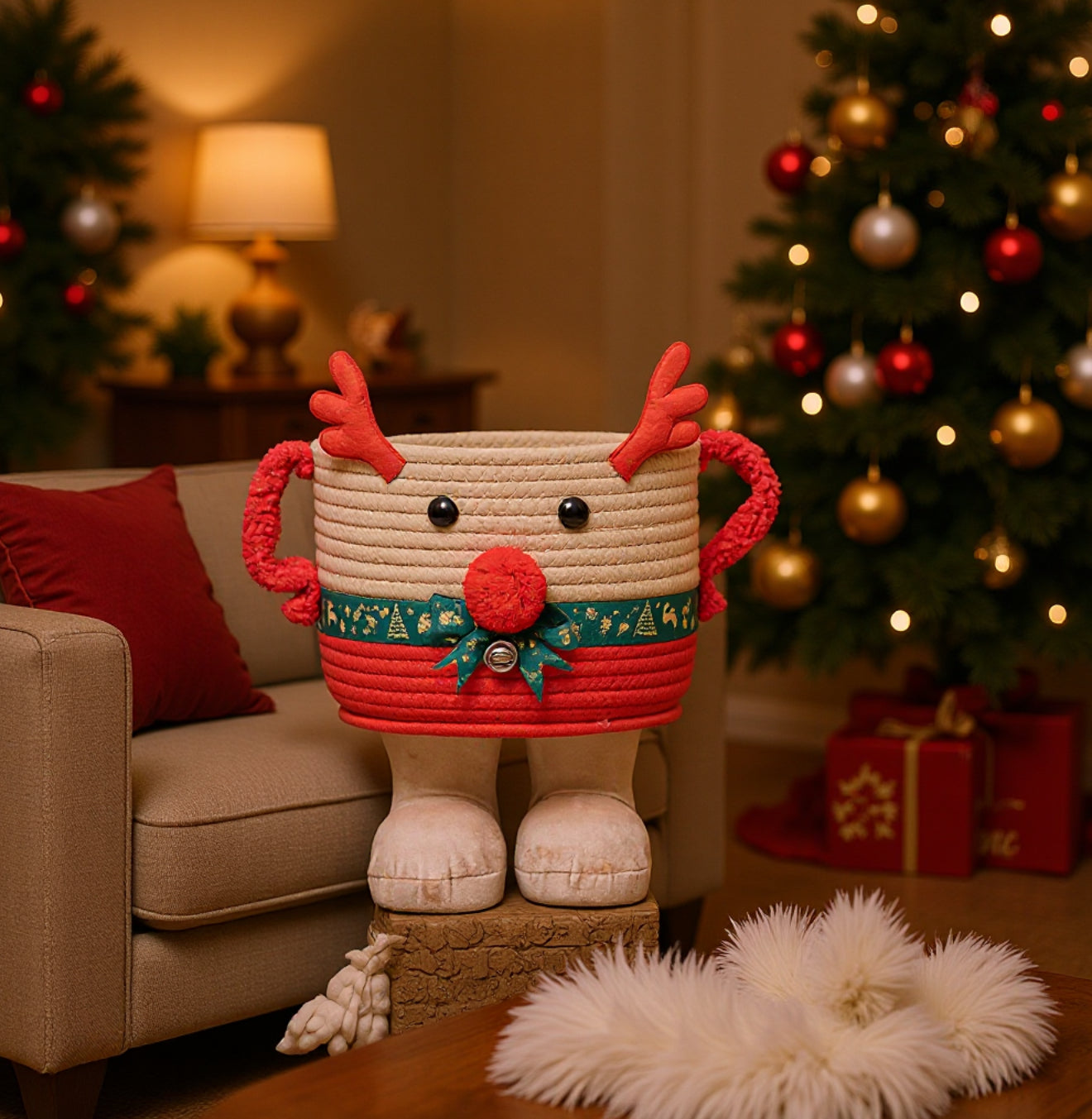 Christmas Decoration-Elk Rope Storage Basket