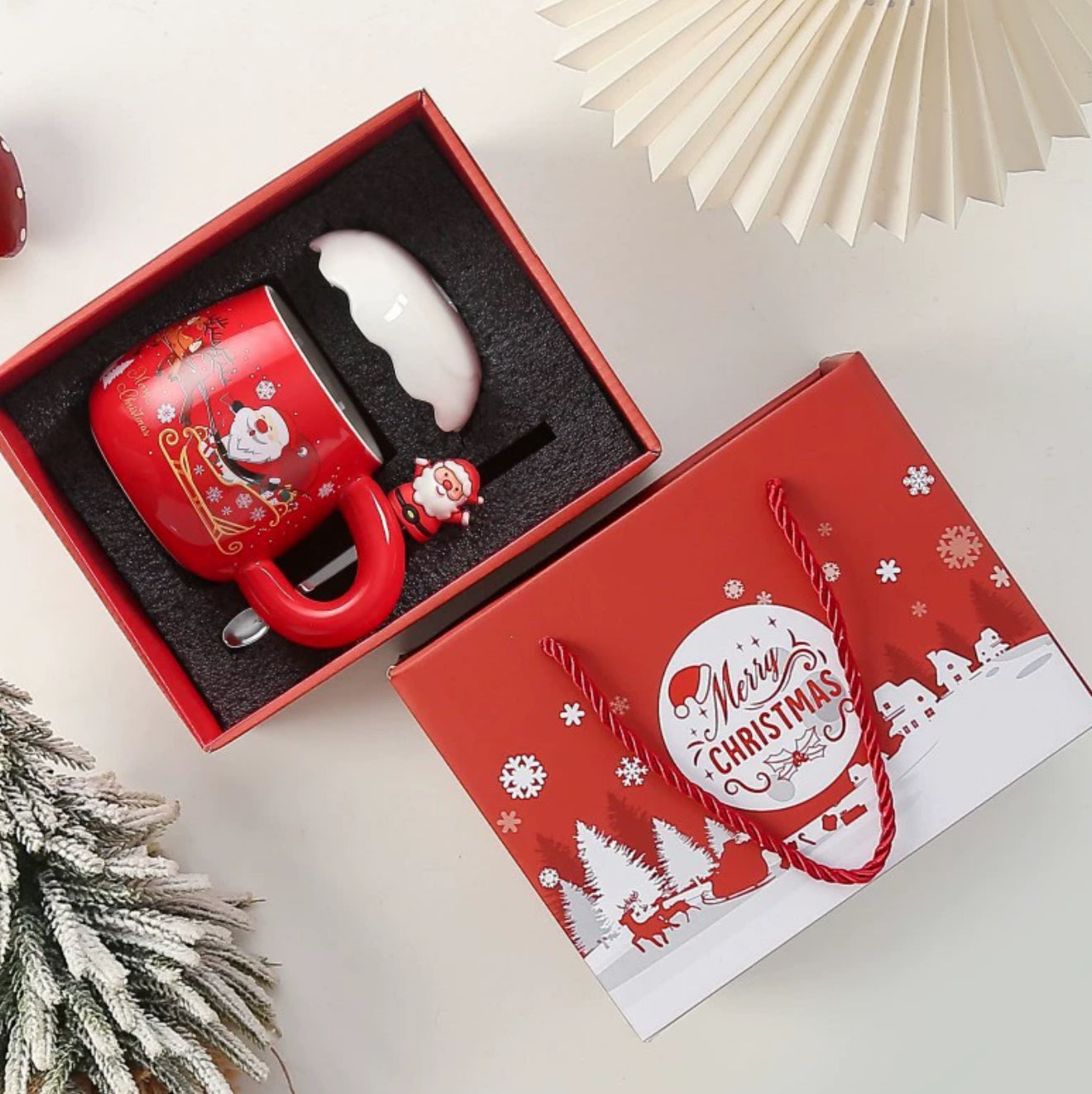 Red Christmas Mug- With Box And Spoon