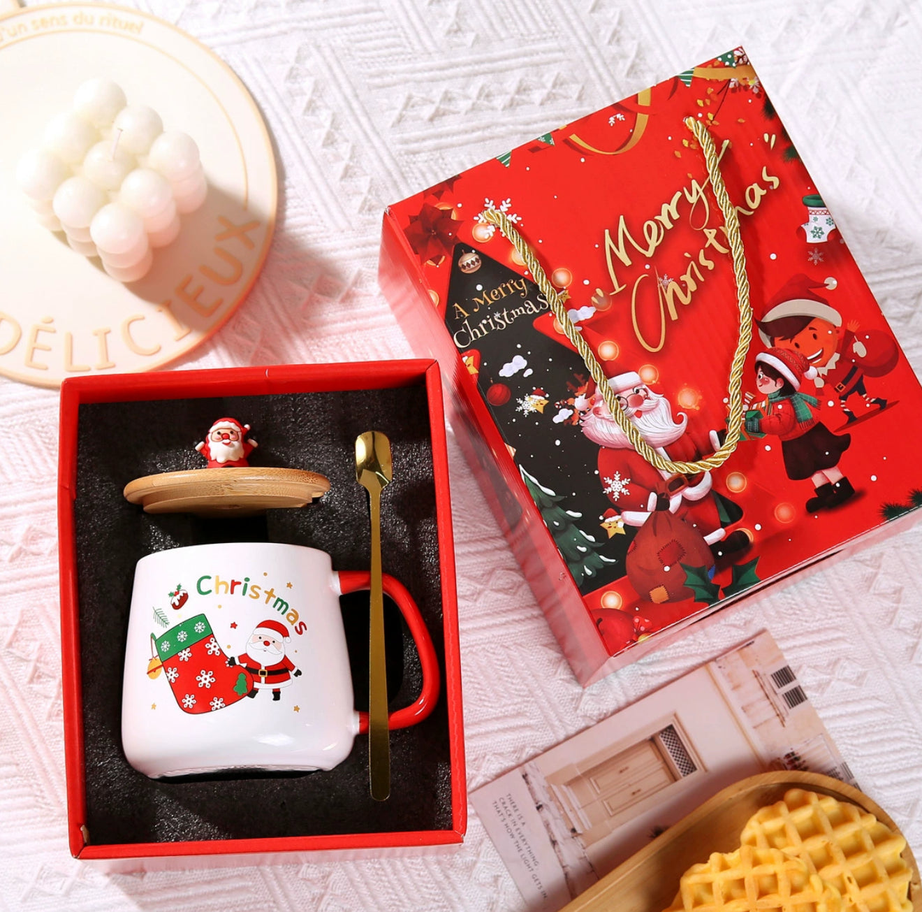 Holiday Ceramic Mug / Christmas Socks