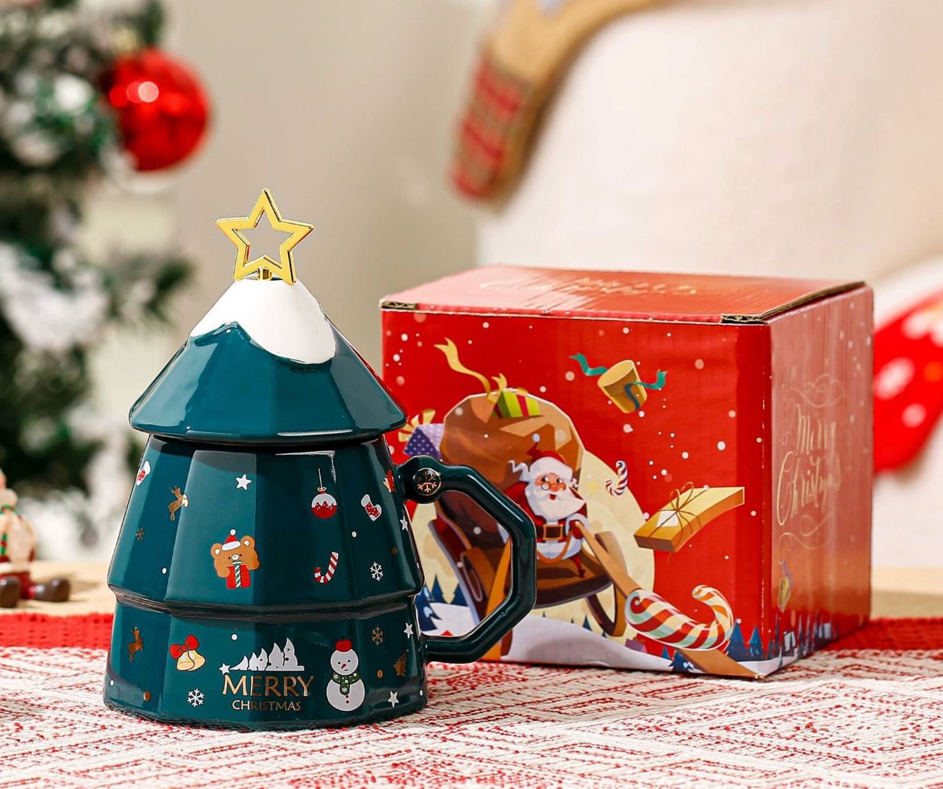 Green Christmas Tree- Ceramic Mug With Box