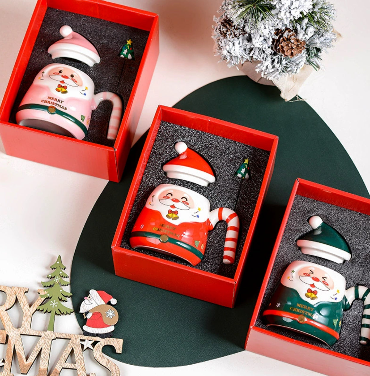 Green Santa Claus- Ceramic Mug With Box