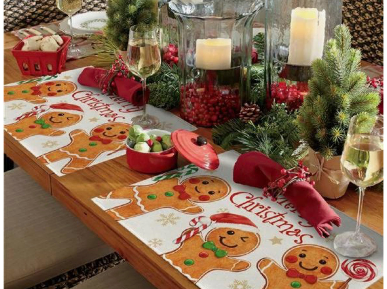 Gingerbread Linen Placemat-Decorative Table