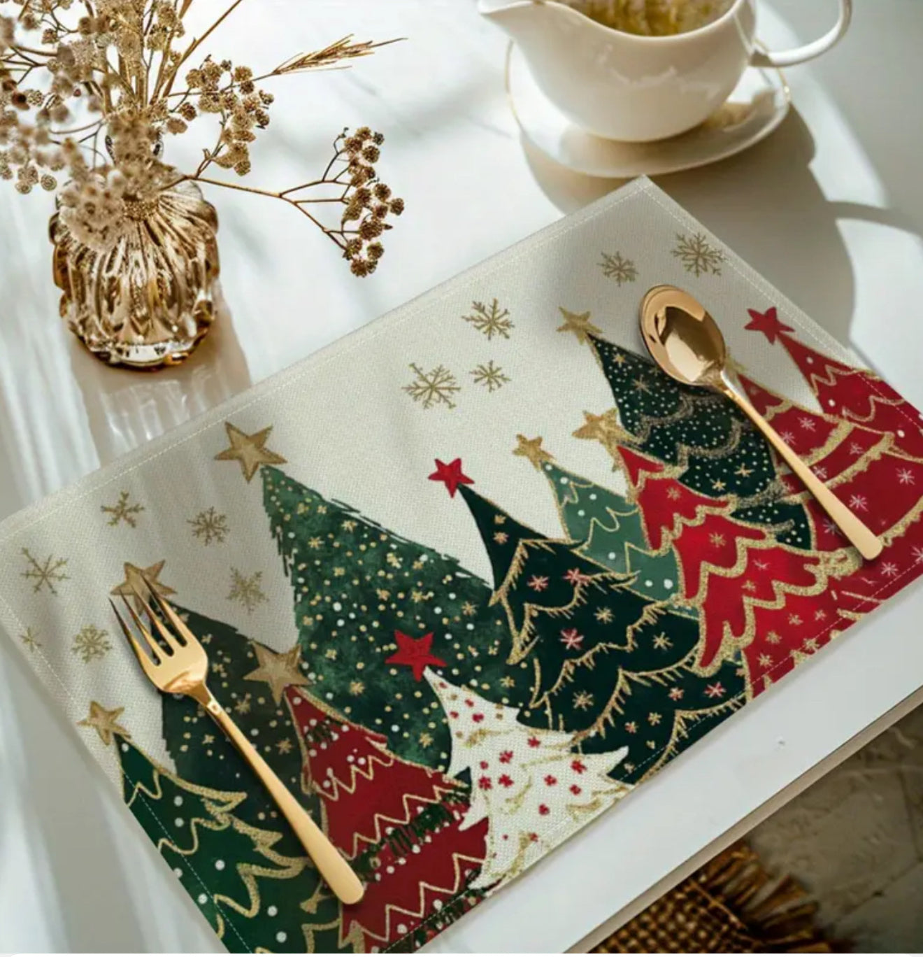 Christmas Tree Placemat -Linen/ Table Decoration
