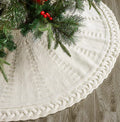 Christmas Tree Skirt-White Ruffled Knitting
