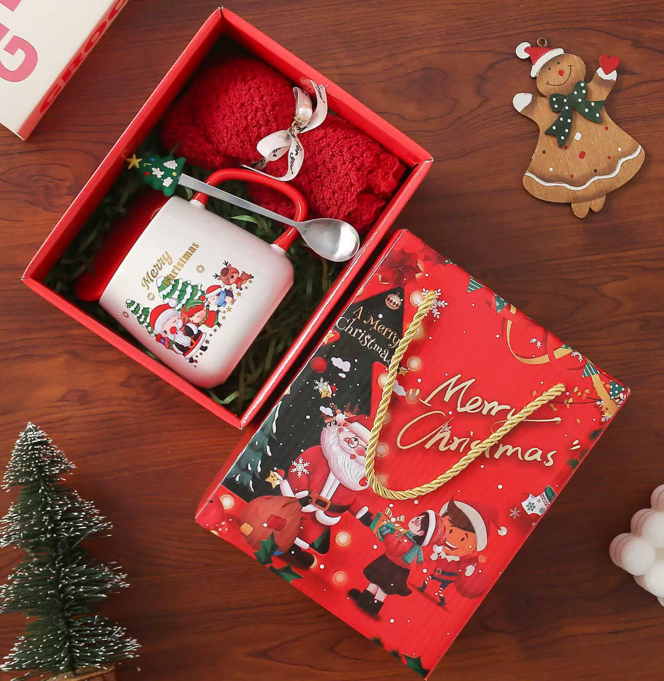 Ceramic Mug With Spoon And Bear Towel/ Box B