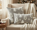 Christmas Cushion Embroidered Grey Tree 50*30cm - Including Core