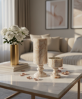 Natural Marble-Pink Vase/ Pink Candle Holder