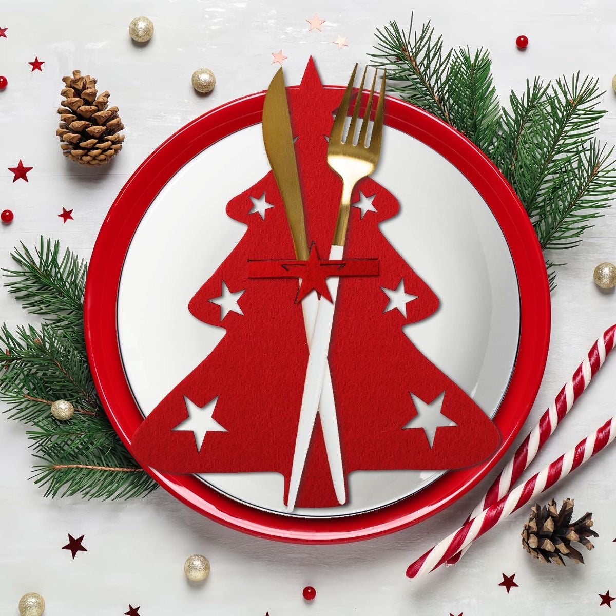 Christmas Red Tree-Cutlery Holder