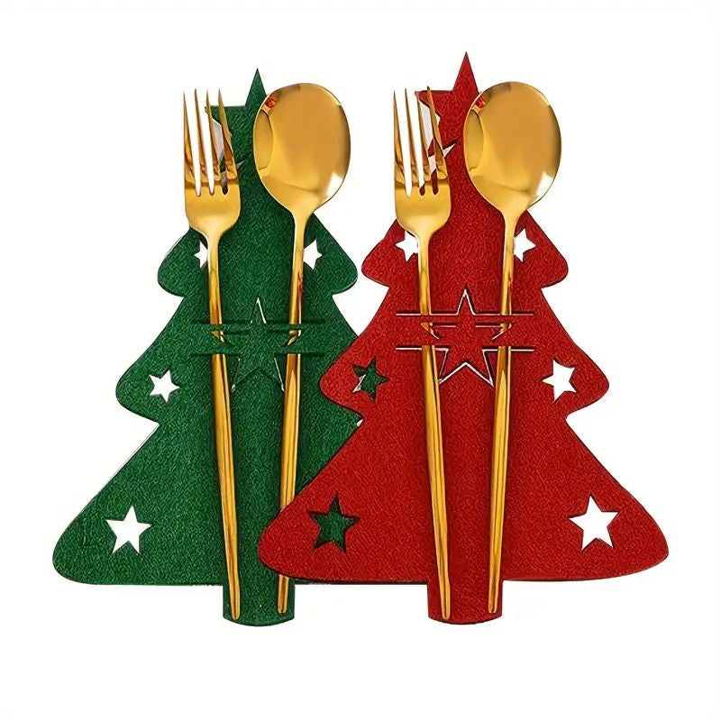 Christmas Green Tree-Cutlery Holder