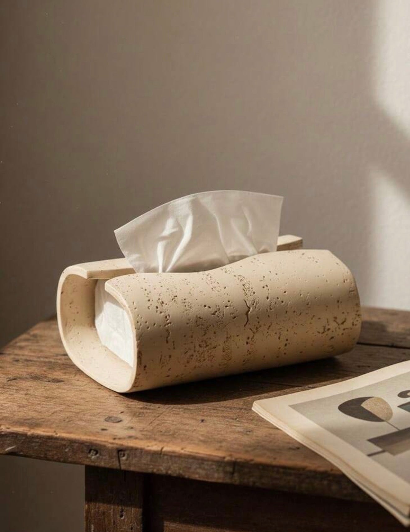 Resin Travertine Tissue Box