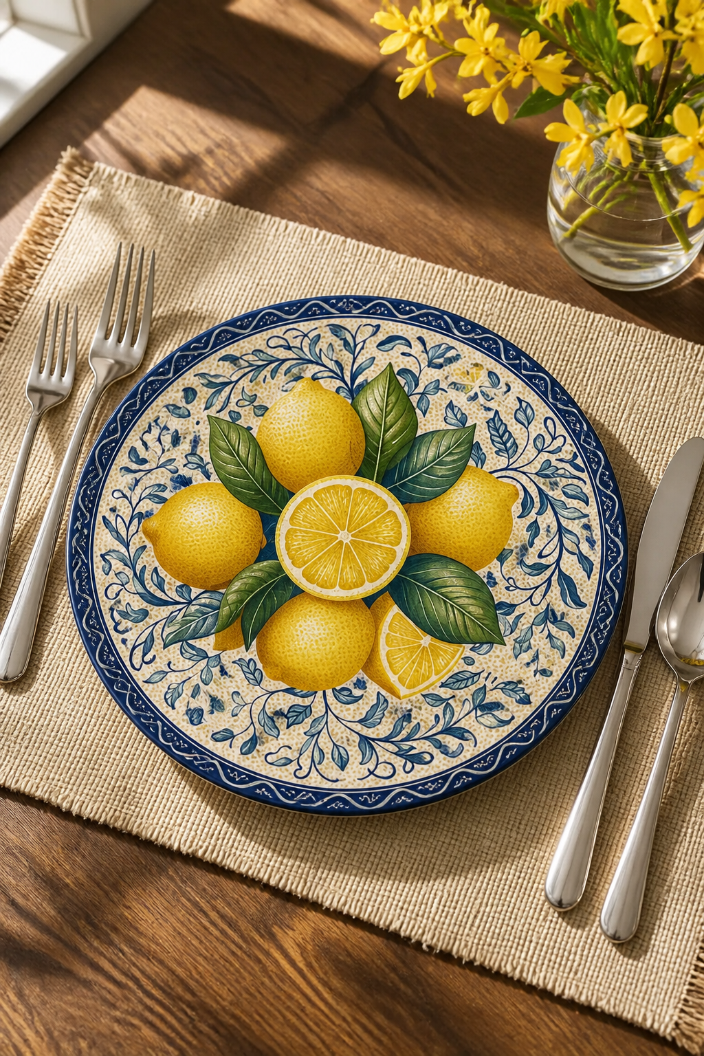Lemon Pattern Linen Placemat