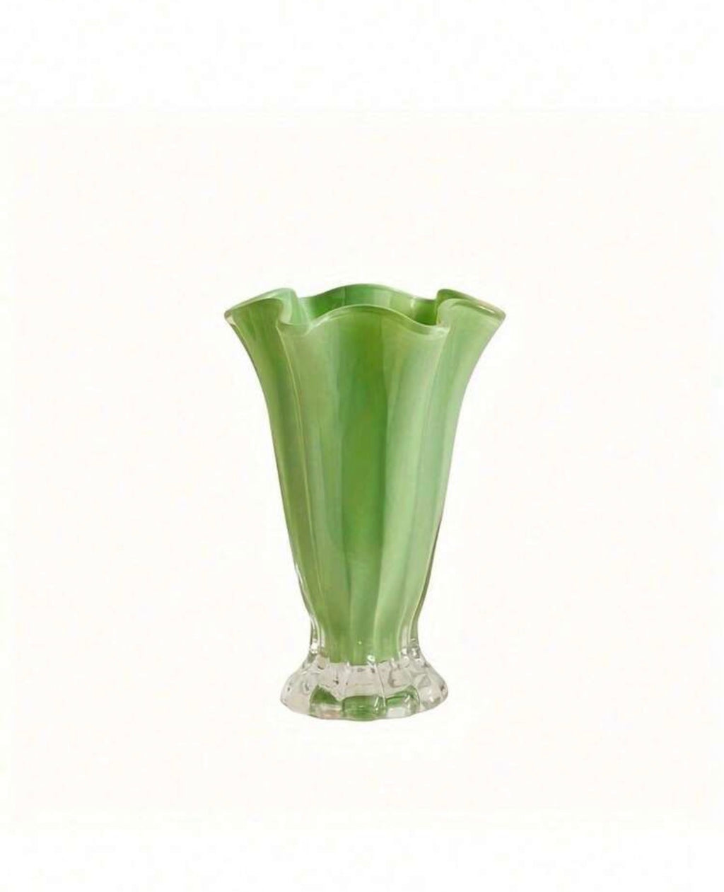 Green Petal Glass Vase
