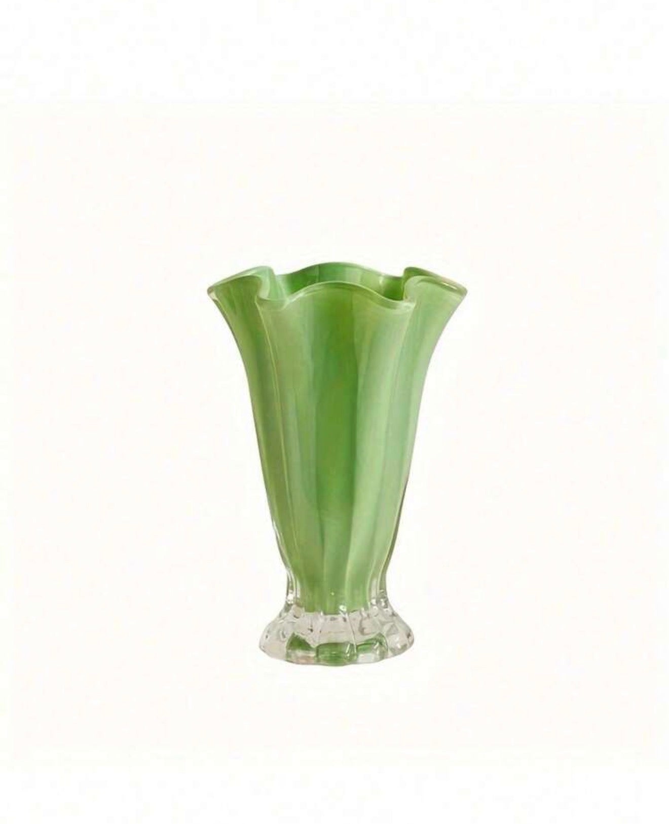 Green Petal Glass Vase