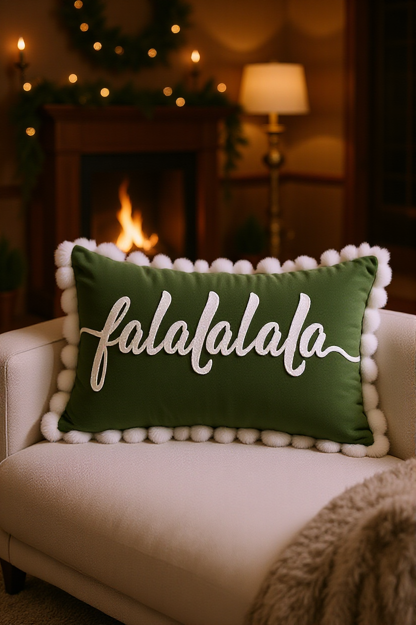 Christmas Cushion -Velvet Green/With Core