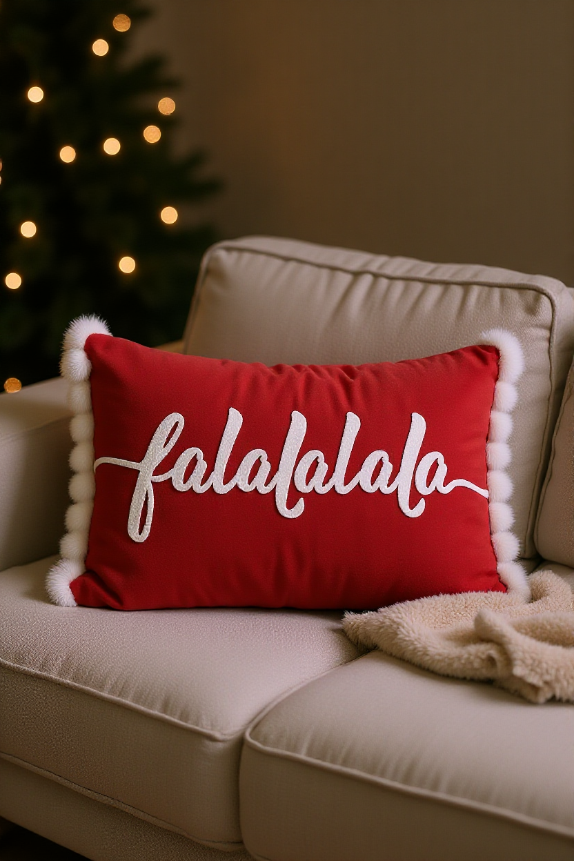 Christmas Cushion -Velvet Red Wine / With Core