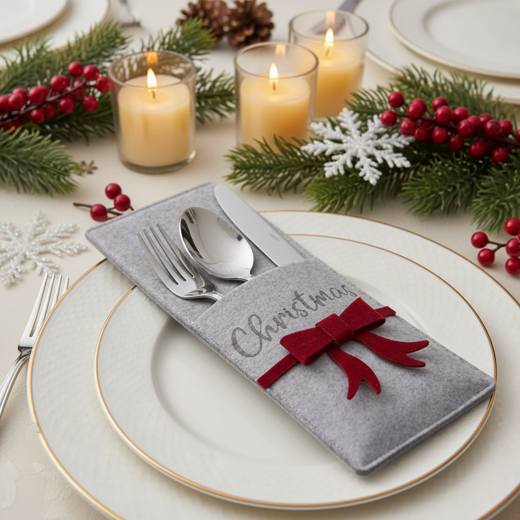 Christmas Cutlery Bag-Grey