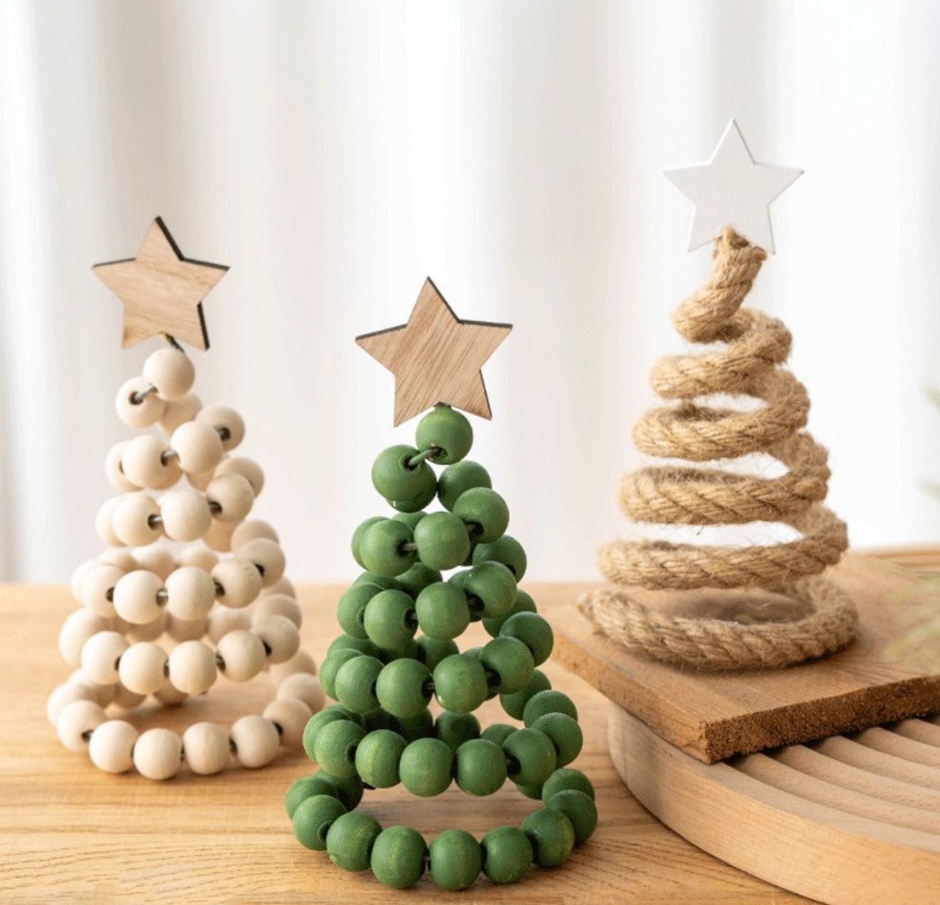 Green Beads Mini Christmas Trees