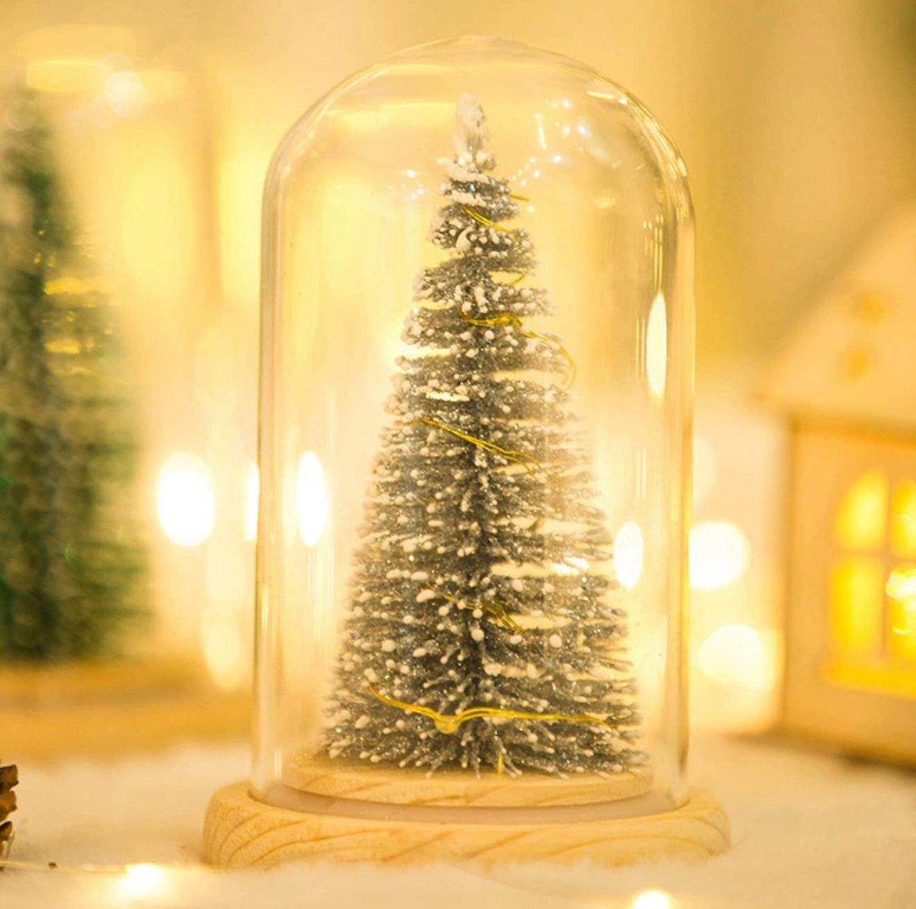Glass Dome Christmas Tree Light Décor