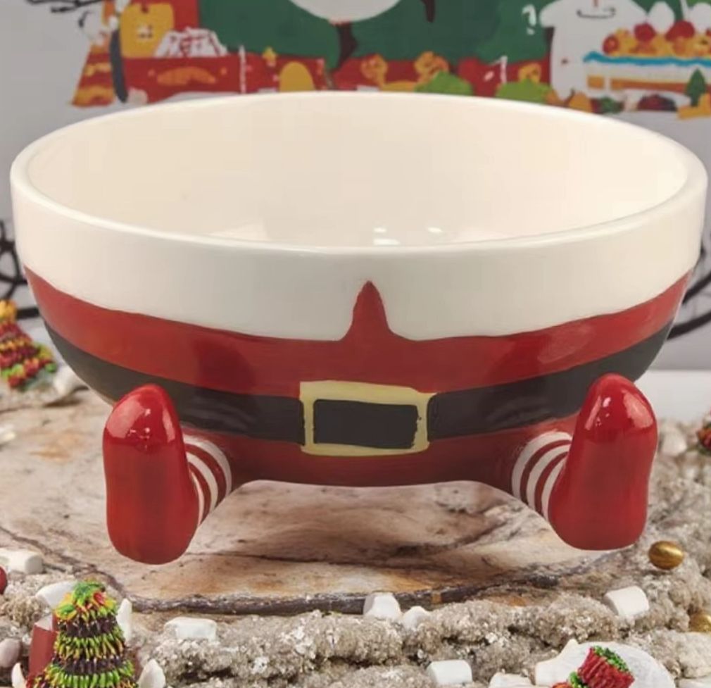 Santa Pants Ceramic Bowl – Festive Snack or Candy Dish